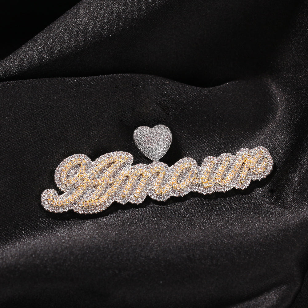 TWO TONE ICY SCRIPT CUSTOM NAME NECKLACE