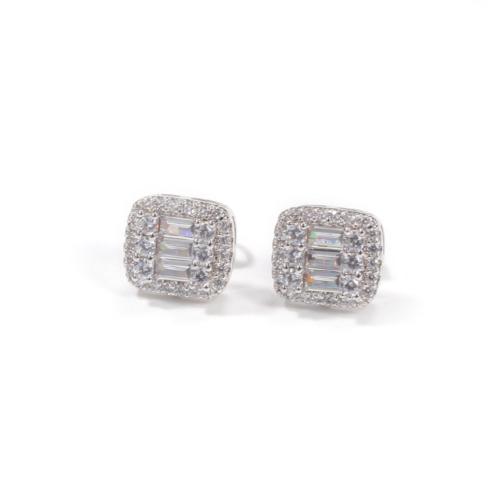 BAGUETTE SCREW BACK STUD EARRINGS