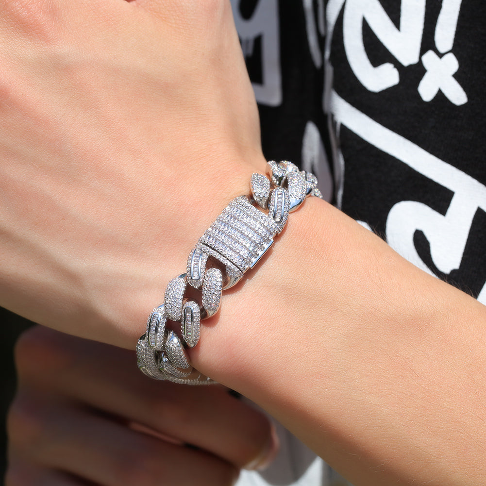15MM BAGUETTE CUBAN CHAIN BRACELET