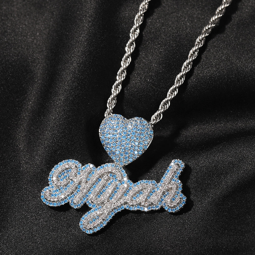 BLUE ICY SCRIPT CUSTOM NAME NECKLACE