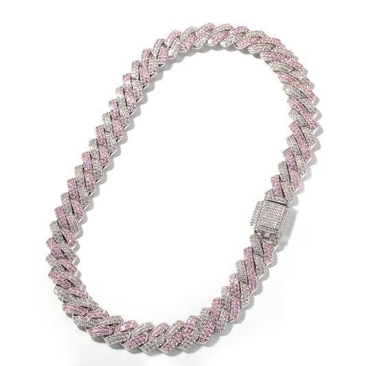 13MM PINK AND WHITE CUBAN CHAIN