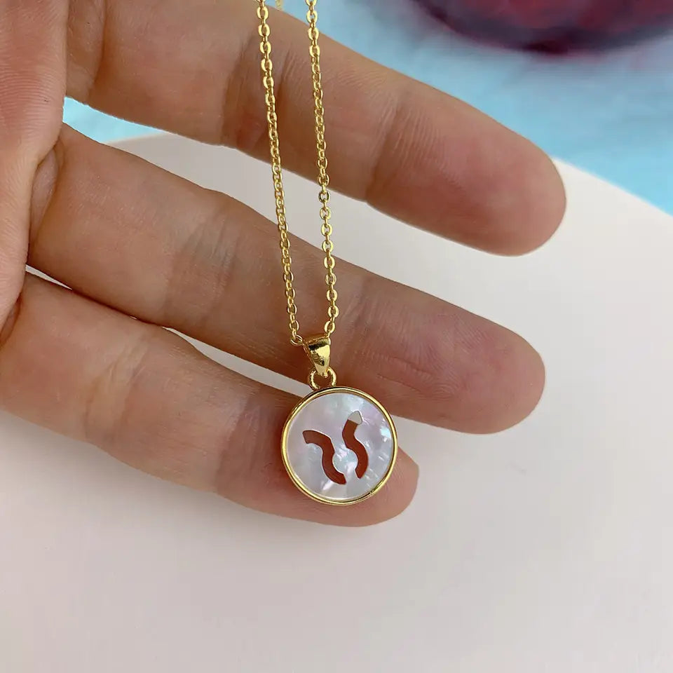 WHITE SHELL ZODIAC SIGN NECKLACE