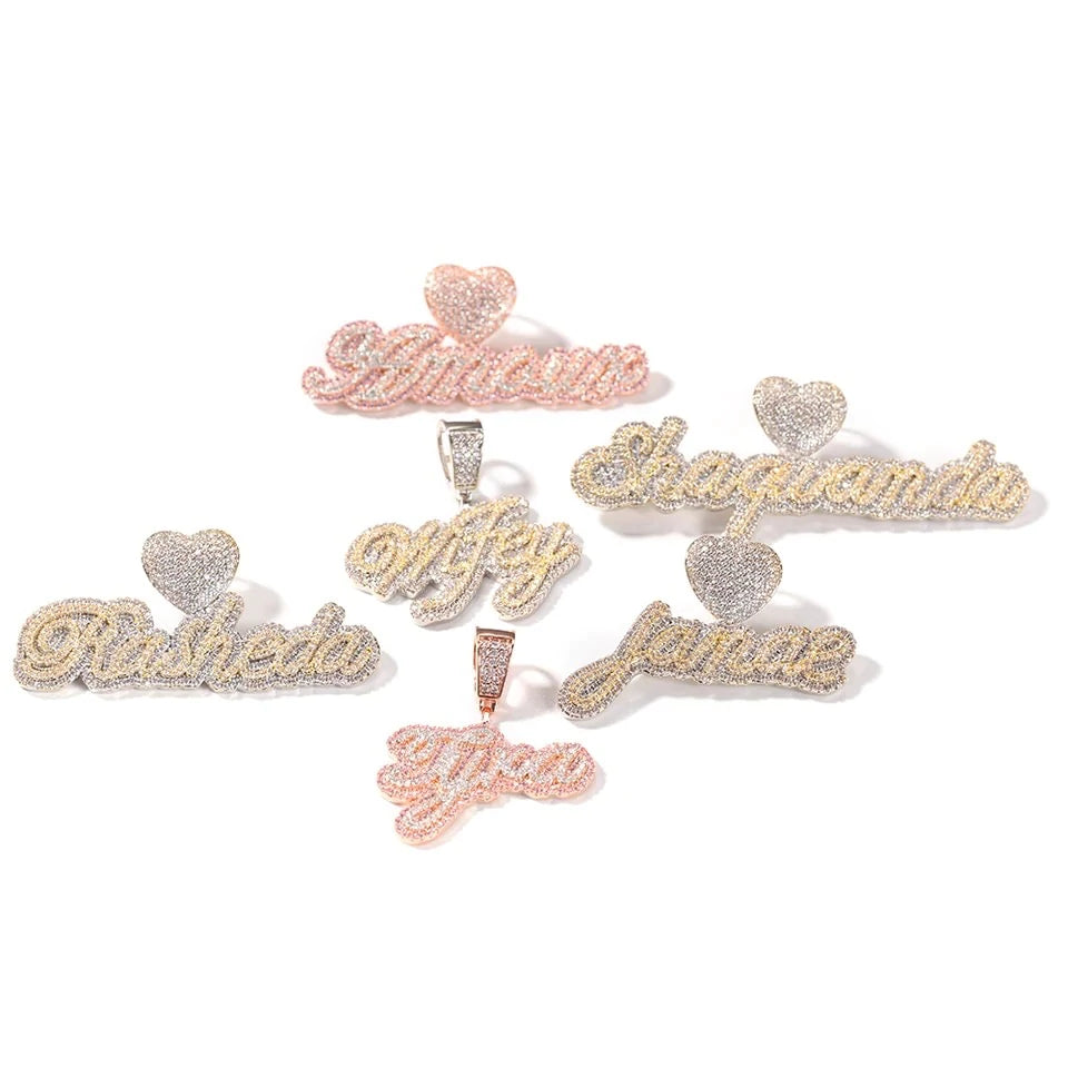 TWO TONE ICY SCRIPT CUSTOM NAME NECKLACE