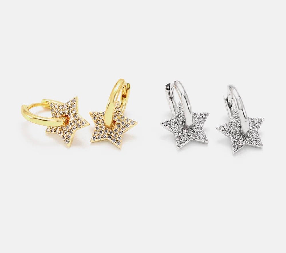 STAR PAVÉ MINI CLIP HOOPS