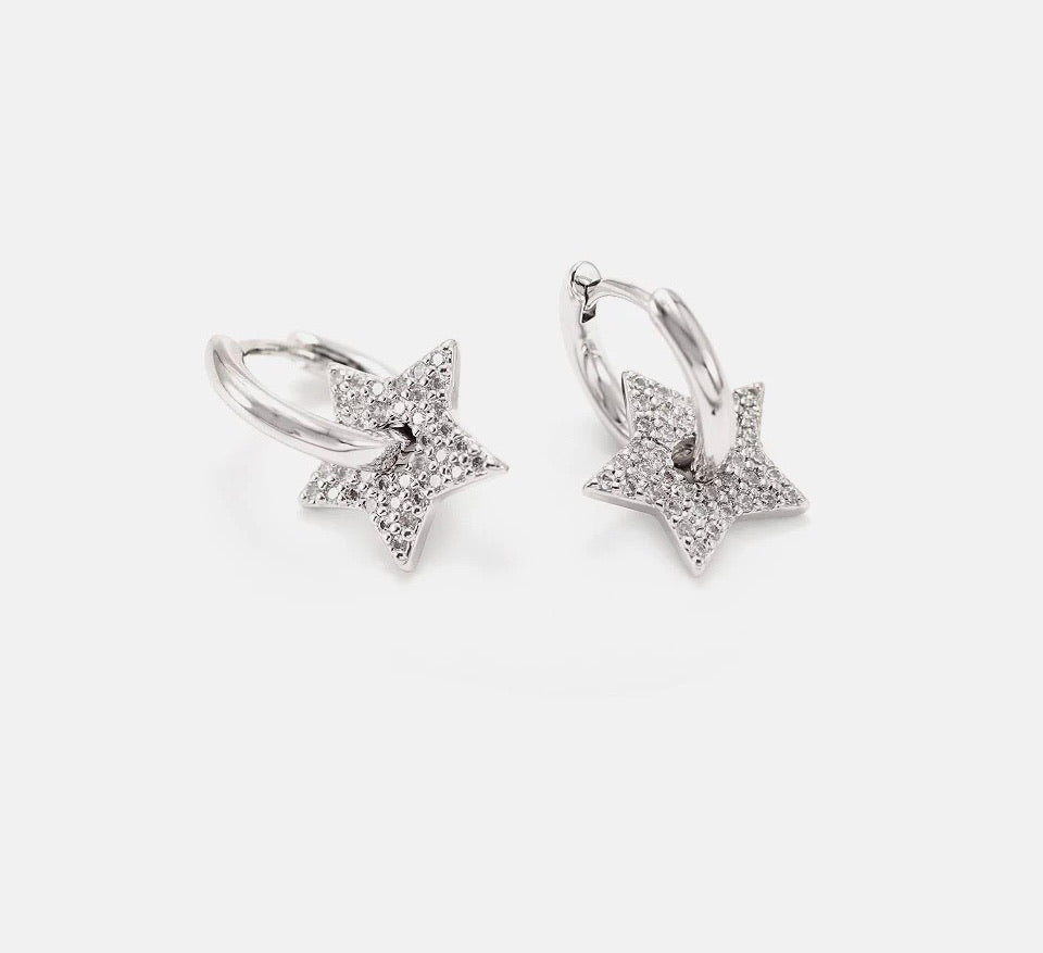 STAR PAVÉ MINI CLIP HOOPS