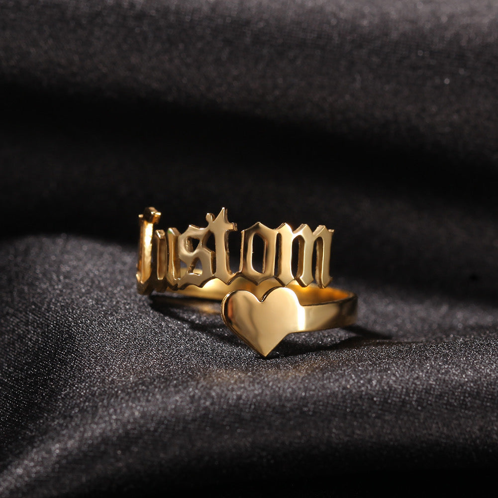 CUSTOM NAME ADJUSTABLE HEART RING