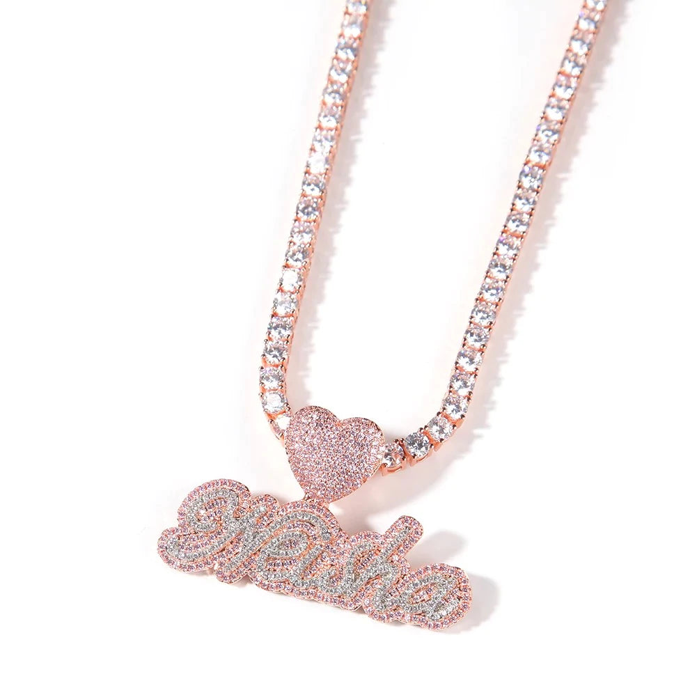 TWO TONE ICY SCRIPT CUSTOM NAME NECKLACE
