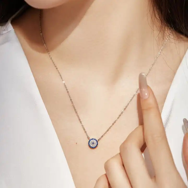 DAINTY ROUND EVIL EYE NECKLACE