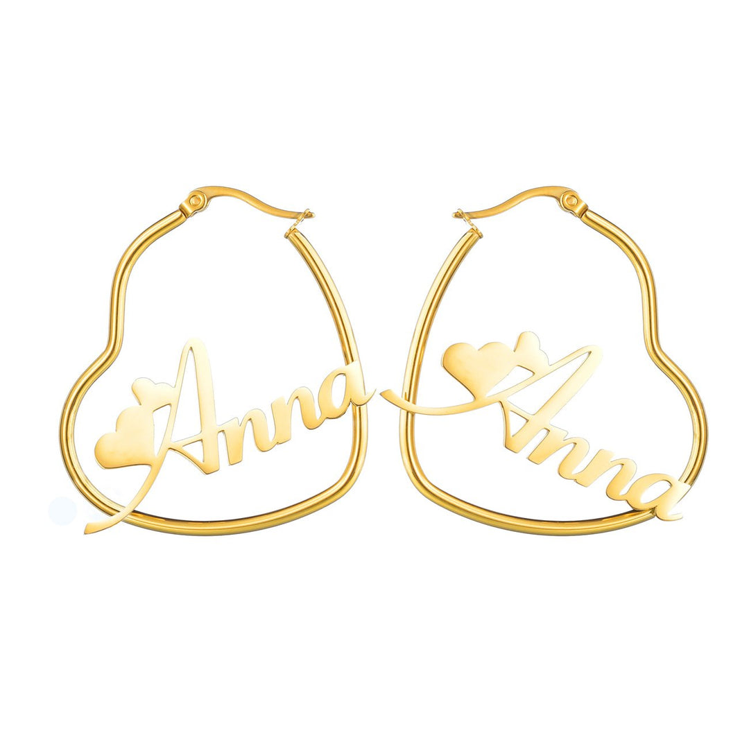 CUSTOM NAME HEART SHAPE HOOPS