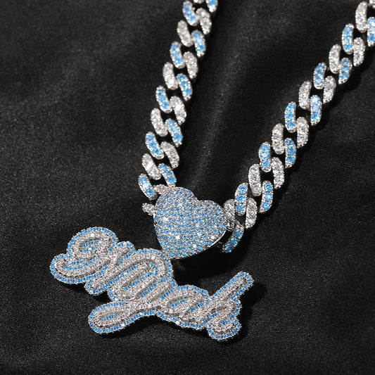 BLUE ICY SCRIPT CUSTOM NAME NECKLACE