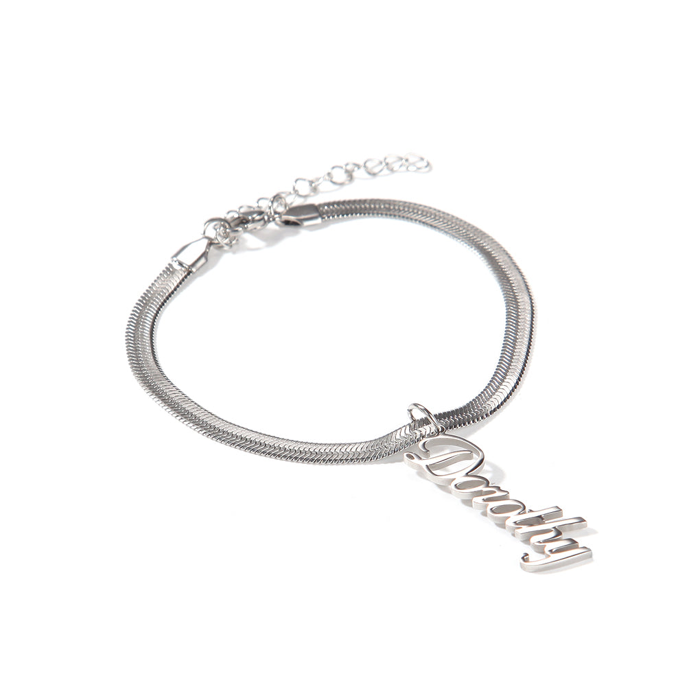 CUSTOM NAME HERRINGBONE ANKLET