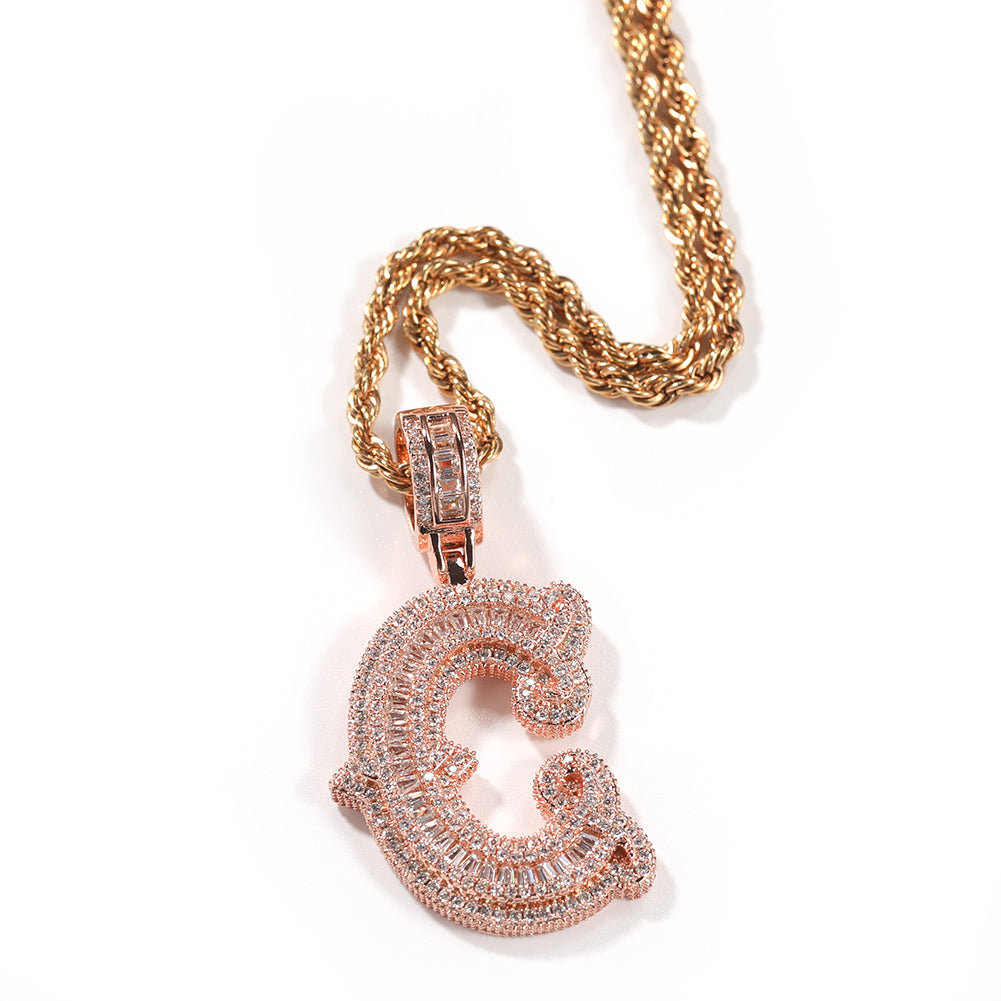 BAGUETTE INITIAL PENDANT CHAIN