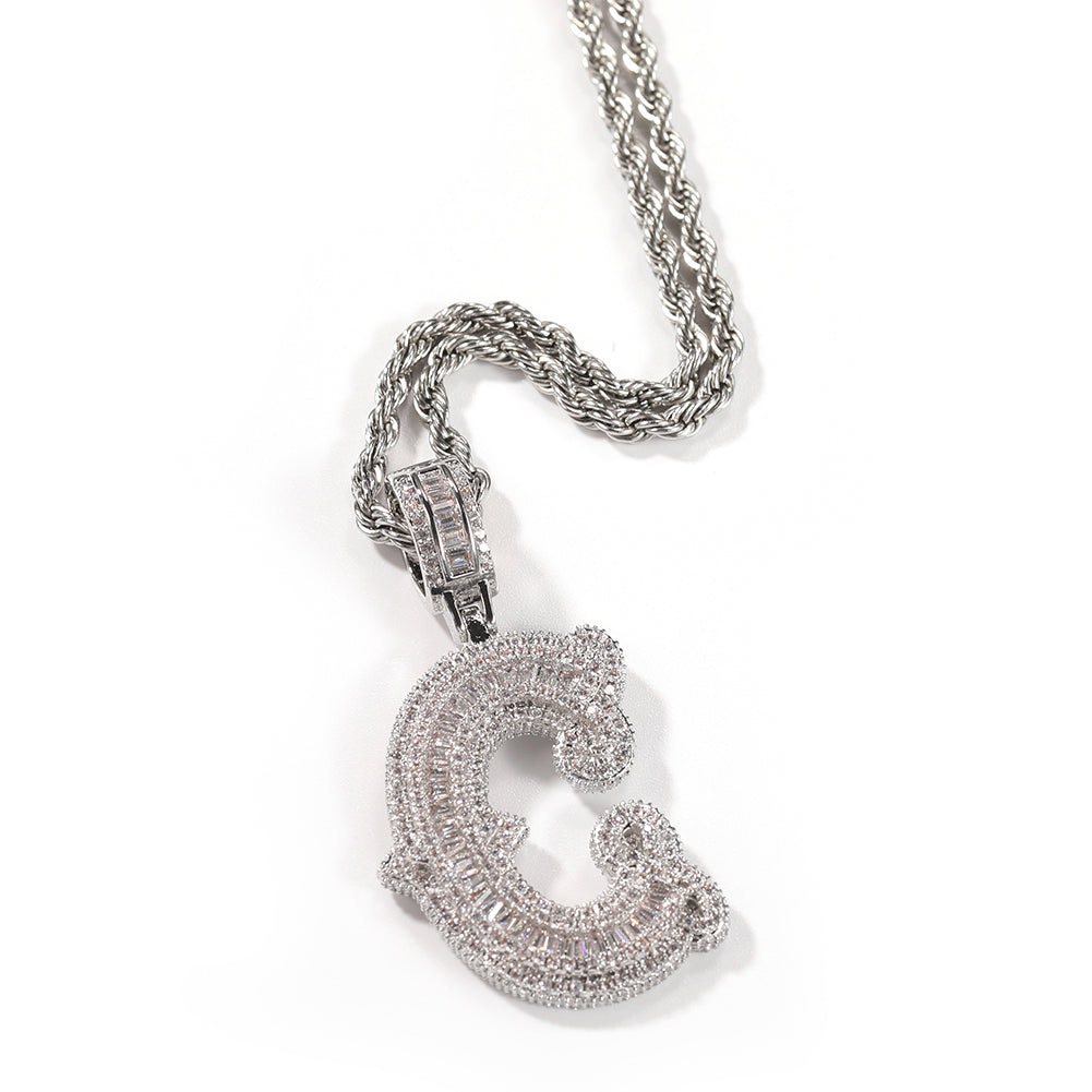 BAGUETTE INITIAL PENDANT CHAIN