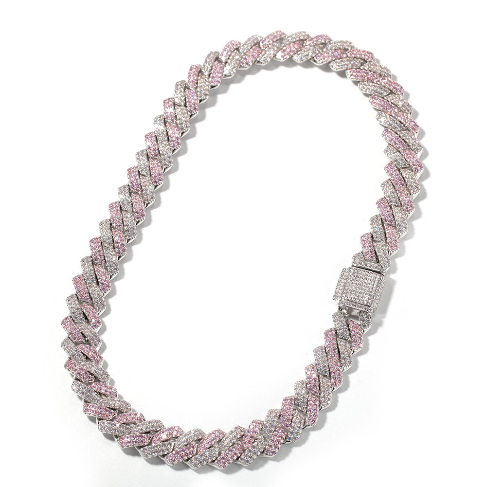 13MM PINK AND WHITE CUBAN CHAIN