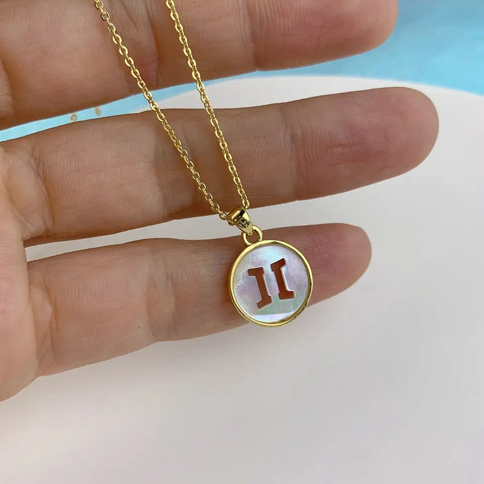 WHITE SHELL ZODIAC SIGN NECKLACE
