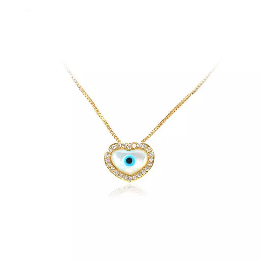 HEART EVIL EYE NECKLACE