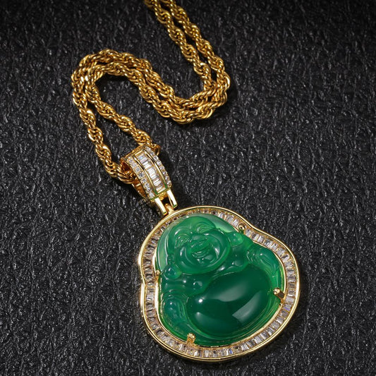 JADE BUDDHA ROPE CHAIN NECKLACE