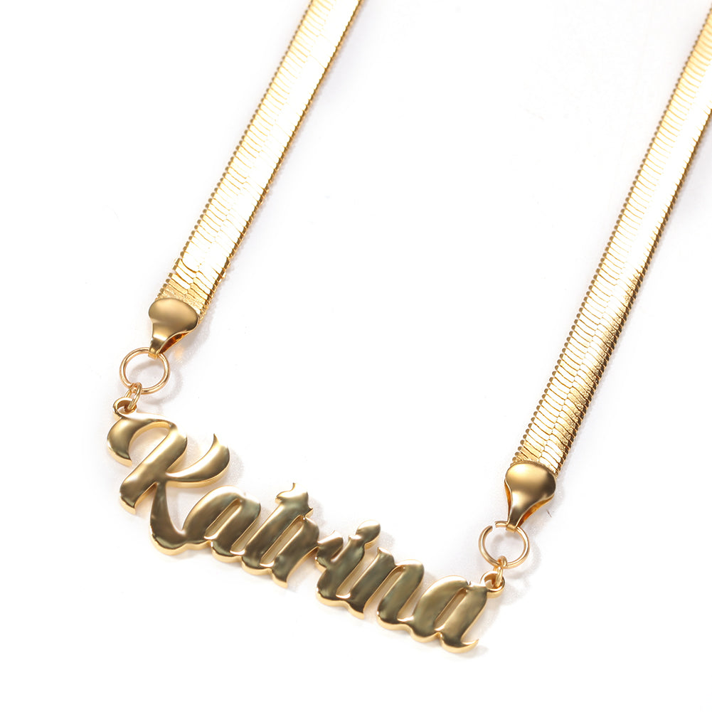 CUSTOM NAME HERRINGBONE NECKLACE