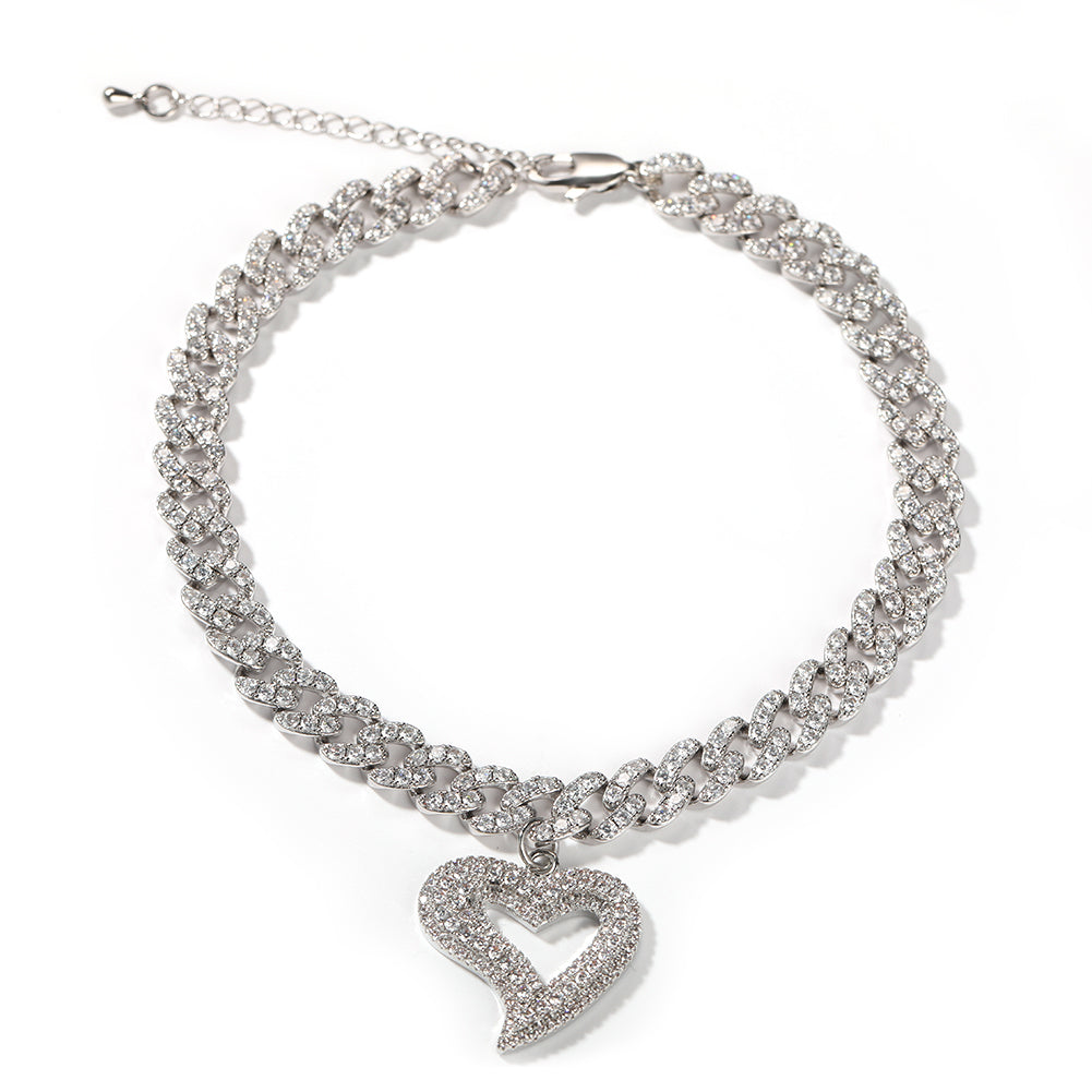 9MM HEART CUBAN LINK ANKLET