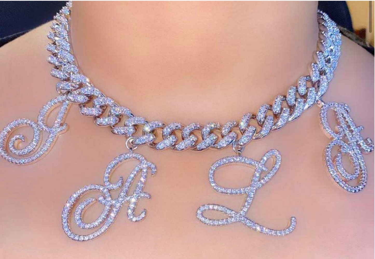 ICED OUT CURSIVE SCRIPT CUBAN LINK