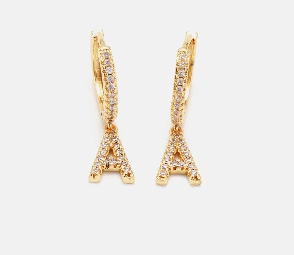INITIAL PAVÉ EARRINGS