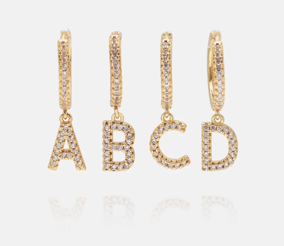 INITIAL PAVÉ EARRINGS