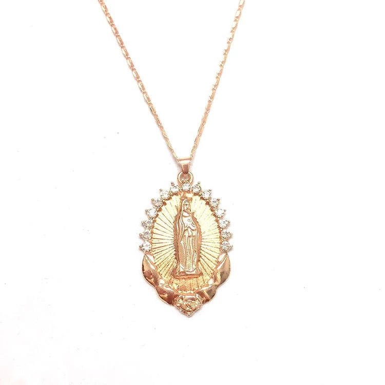 VIRGEN MARY DIAMOND NECKLACE