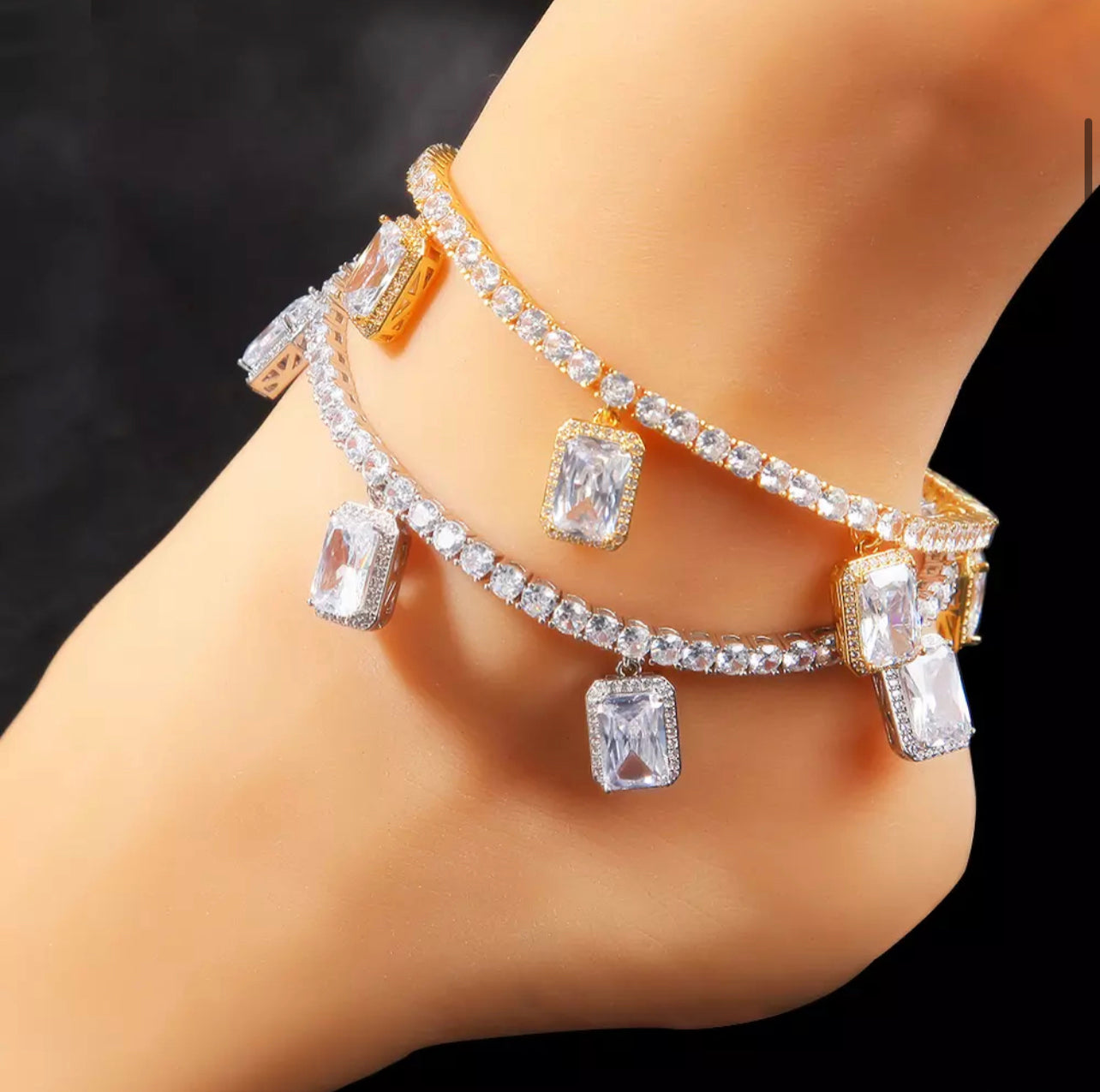 DIAMOND DRIP TENNIS ANKLET